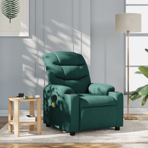 Vidaxl Fauteuil De Massage Inclinable Vert Foncé Tissu