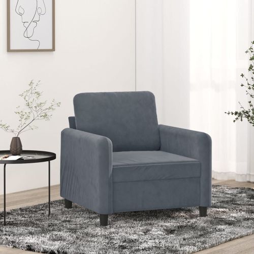 Vidaxl Fauteuil Gris Foncé 60 Cm Velours