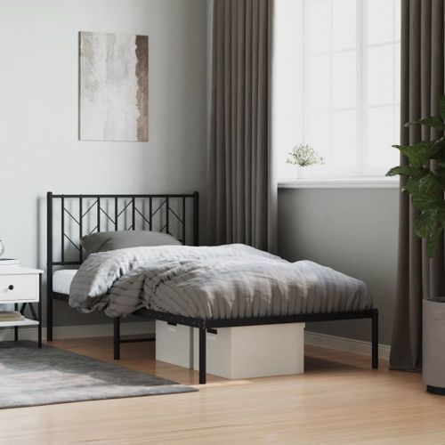 Vidaxl Cadre De Lit Métal Sans Matelas Avec Tête De Lit Noir 100x190cm