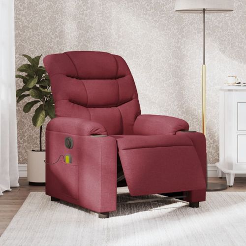 Vidaxl Fauteuil De Massage Inclinable Électrique Rouge Bordeaux Tissu