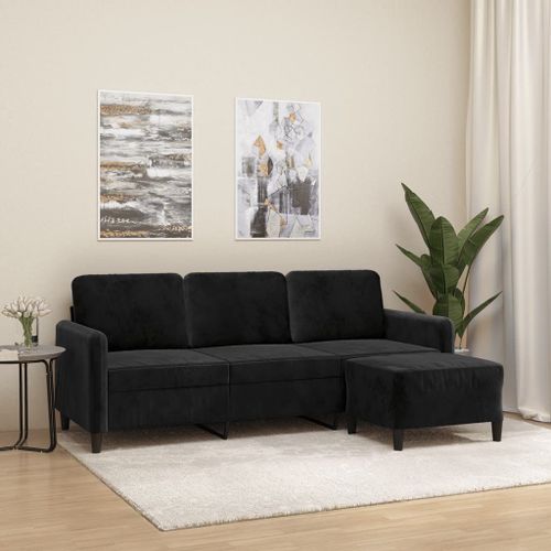 Vidaxl Canapé À 3 Places Avec Repose-Pieds Noir 180 Cm Velours