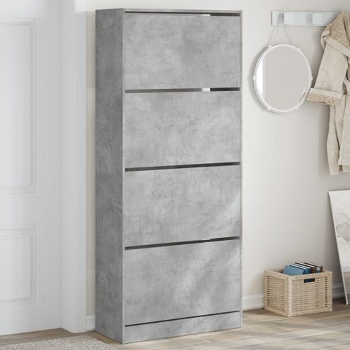 Vidaxl Armoire À Chaussures 4 Tiroirs Rabattables Gris Béton