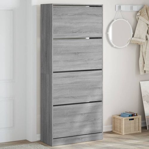 Vidaxl Armoire À Chaussures 4 Tiroirs Rabattables Sonoma Gris