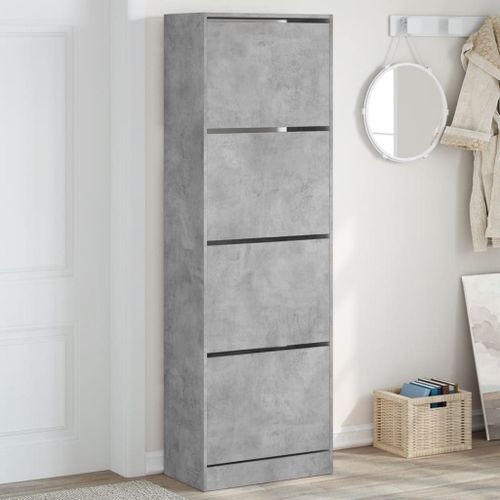 Vidaxl Armoire À Chaussures 4 Tiroirs Rabattables Gris Béton