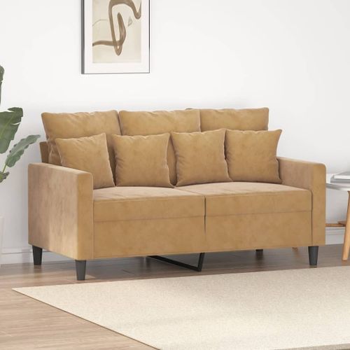 Vidaxl Canapé À 2 Places Marron 120 Cm Velours