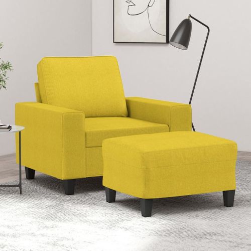 Vidaxl Fauteuil Avec Repose-Pied Jaune Clair 60 Cm Tissu