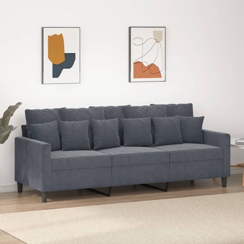 Vidaxl Canapé À 3 Places Gris Foncé 180 Cm Velours
