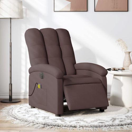 Vidaxl Fauteuil De Massage Inclinable Électrique Marron Foncé Tissu
