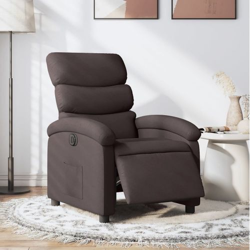 Vidaxl Fauteuil Inclinable Électrique Marron Foncé Tissu