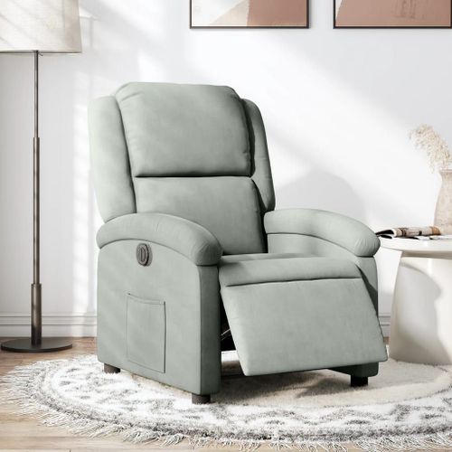 Vidaxl Fauteuil Inclinable Électrique Gris Clair Velours