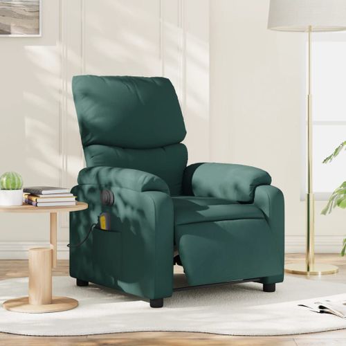 Vidaxl Fauteuil De Massage Inclinable Électrique Vert Foncé Tissu