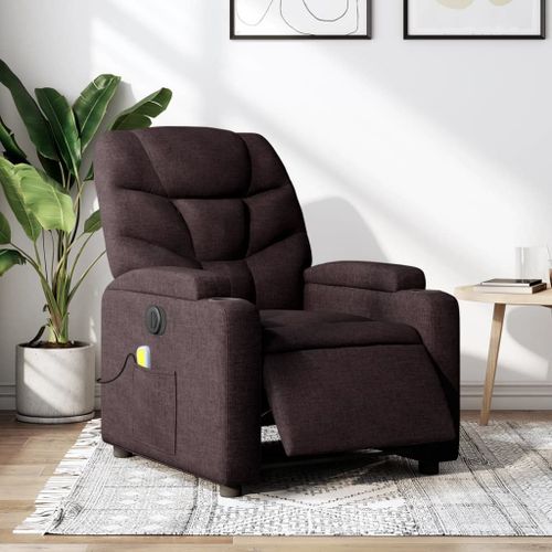 Vidaxl Fauteuil De Massage Inclinable Électrique Marron Foncé Tissu
