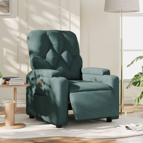 Vidaxl Fauteuil Inclinable Électrique Vert Foncé Tissu