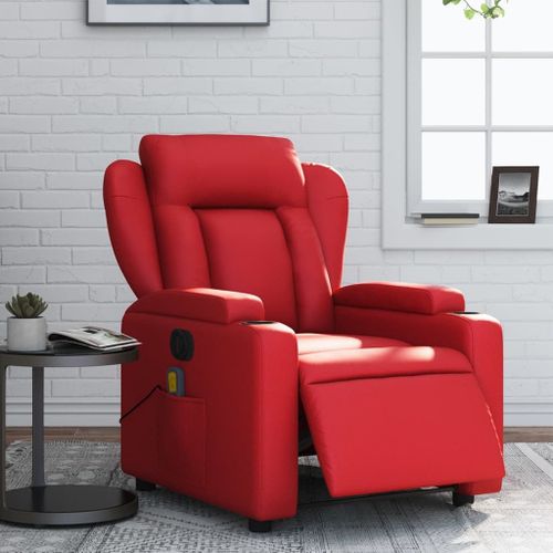 Vidaxl Fauteuil De Massage Inclinable Électrique Rouge Similicuir