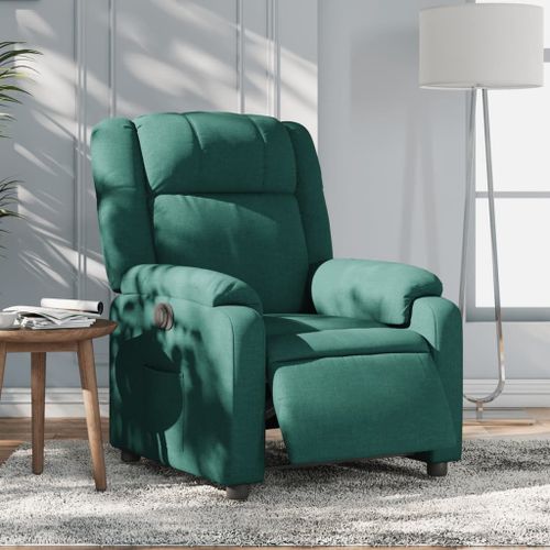 Vidaxl Fauteuil Inclinable Électrique Vert Foncé Tissu