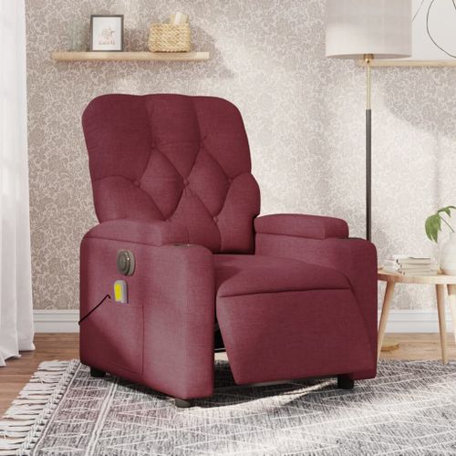 Vidaxl Fauteuil De Massage Inclinable Électrique Rouge Bordeaux Tissu