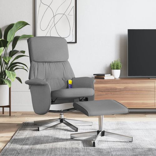 Vidaxl Fauteuil Inclinable De Massage Et Repose-Pied Gris Clair Tissu