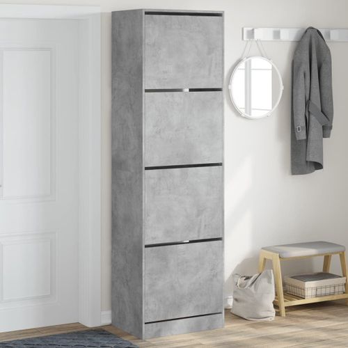 Vidaxl Armoire À Chaussures 4 Tiroirs Rabattables Gris 60x42x204 Cm