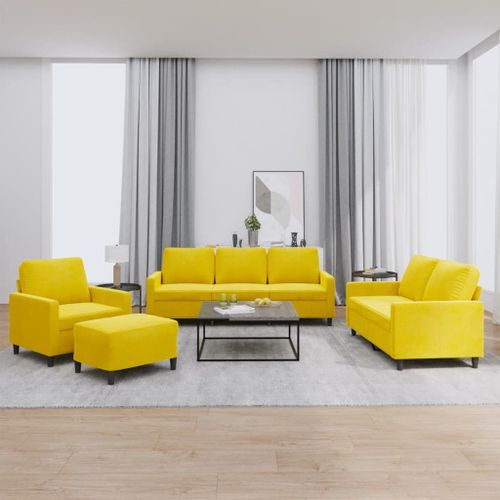 Vidaxl Ensemble De Canapés 4 Pcs Avec Coussins Jaune Velours