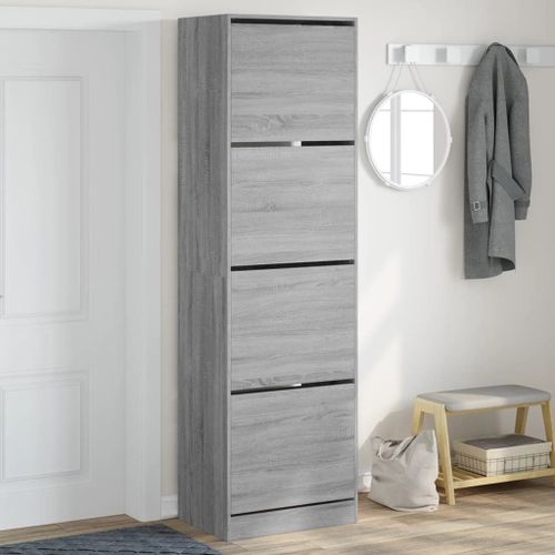 Vidaxl Armoire À Chaussures 4 Tiroirs Rabattables Sonoma 60x42x204 Cm
