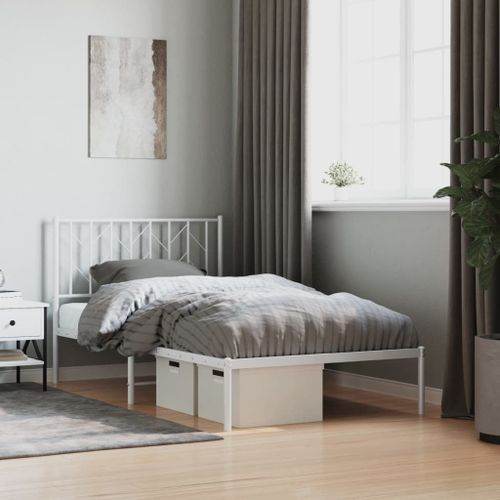 Vidaxl Cadre De Lit Métal Sans Matelas Et Tête De Lit Blanc 100x190 Cm