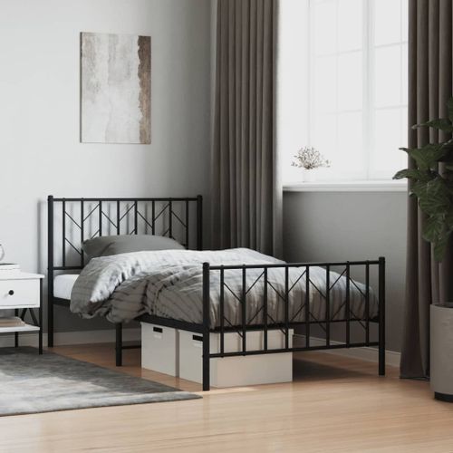 Vidaxl Cadre De Lit Métal Sans Matelas Avec Pied De Lit Noir 100x190cm