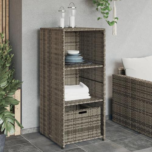 Vidaxl Armoire De Rangement De Jardin Gris 50x55x115 Cm Résine Tressée