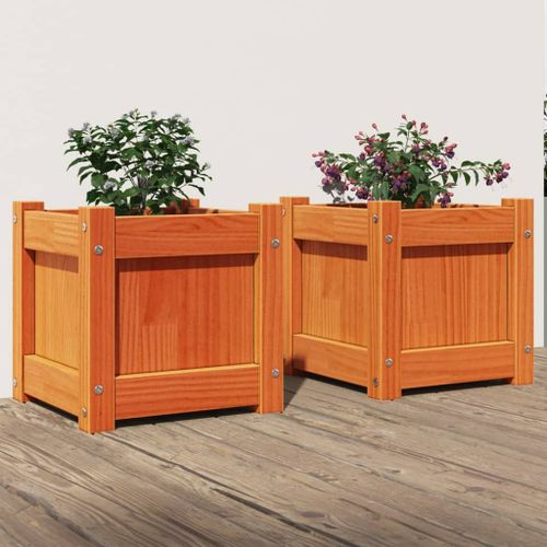 Vidaxl Jardinières 2 Pcs Cire Marron Bois De Pin Massif