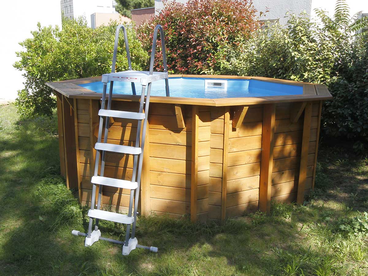 Piscine bois Sunwater 4,10 x 1,20 m liner bleu -