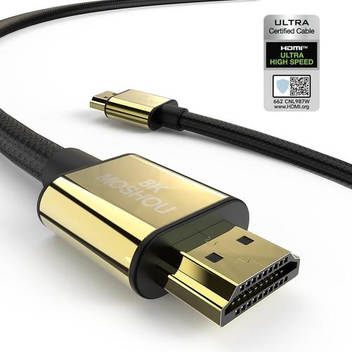 -Cable HDMI 2.1(5M)/Cable HDMI 8K@60HZ 4K@120HZ/UHD HDR 10+ Cable 8K Dolby Vision Dynamic 3D eARC HDCP 2.2 HDMI CEC Ultra Haut D¿¿bit avec Ethernet