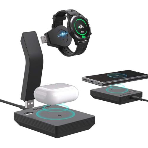 Wireless Chargeur Usb 2-In-1 Detachable Charging Dock,Chargement Sans Fil Compatible With Huawei Watch Gt 2/Gt 2e/Honor Magic 2