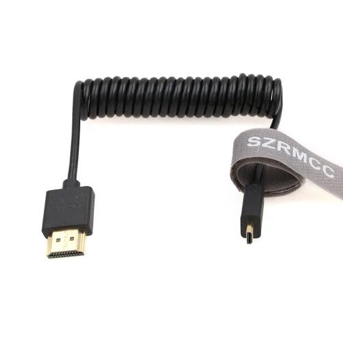 Cable HDMI 8K 2.1 Micro HDMI vers HDMI Cable spiral¿¿ haute vitesse Micro HDMI male Extender Cable pour GoPro Hero 7 Sony A6000 A7III Nikon B500 Yoga 3