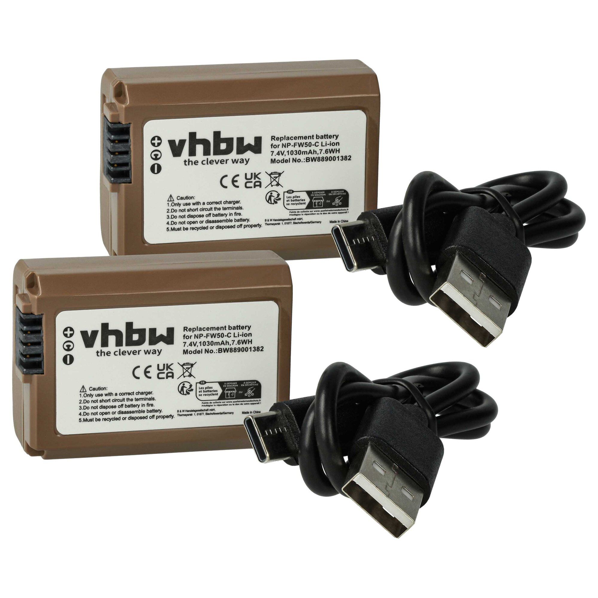 vhbw 2x Batterie compatible avec Sony Alpha 6100, 6500, 6300, 6400,...