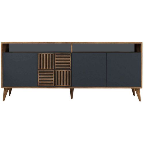 Buffet En Aggloméré 4 Portes Milan Noyer Et Anthracite