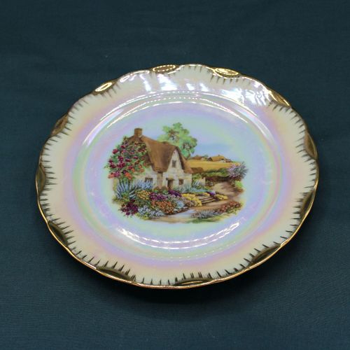 Assiette décorative en Porcelaine de Limoges - Vintage - Motif Chaumière