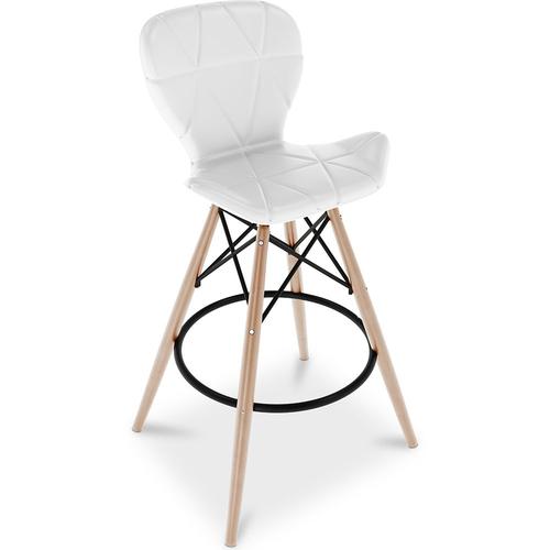 Chaise De Bar Design Scandinave Avec Pieds En Bois Naturel - Nebla Blanc