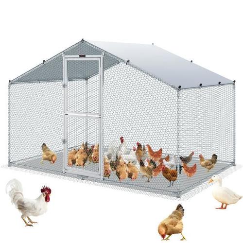 Enclos Poulailler - Vevor - Grand Enclos Poule Oie Métal Bâche Imperméable Toit Pointe 20x30x20 M