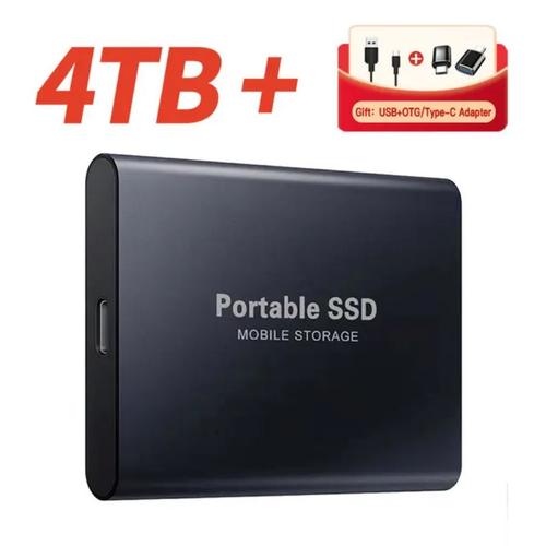 Disque Dur Externe SSD 4 To USB 3.1 Pour Ordinateur Portable, Smartphones, Mac, OS, Windows, Linux - Noir