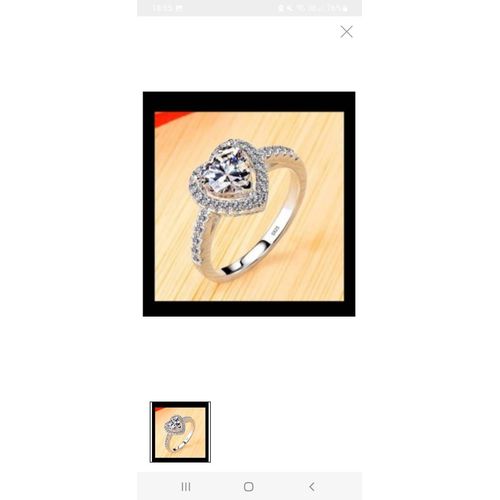 Bague Femme En Argent 925 Sterling Coeur Avec Zircons Transparents