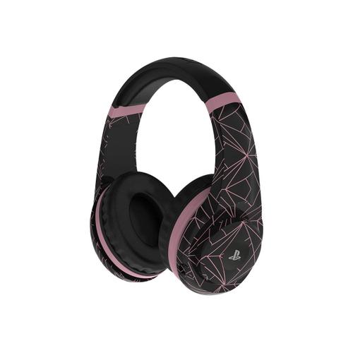 4Gamers PRO4-70 - Rose Gold Abstract Edition - micro-casque - sur-oreille - filaire - jack 3,5mm - noir, rose gold - pour Sony PlayStation 4, Sony PlayStation 4 Pro, Sony PlayStation 4 Slim