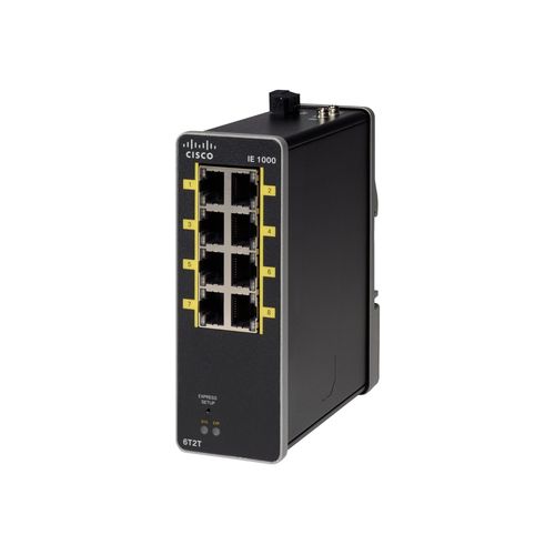 Cisco Industrial Ethernet 1000 Series - Commutateur - Géré - 2 x 10/100 (liaison montante) + 6 x 10/100 (liaison descendante) - Montage sur rail DIN - Tension CC
