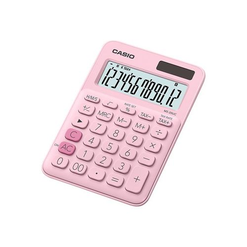 Casio MS-20UC - Calculatrice de bureau - 12 chiffres - panneau solaire, pile - rose