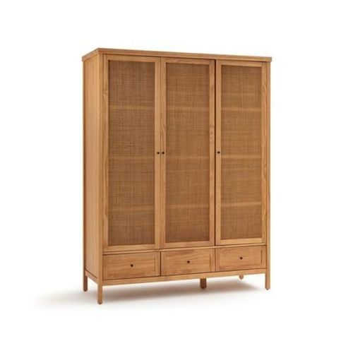 La Redoute Intérieurs - Armoire 3 Portes Pin Massif Et Cannage, Gabin - Naturel