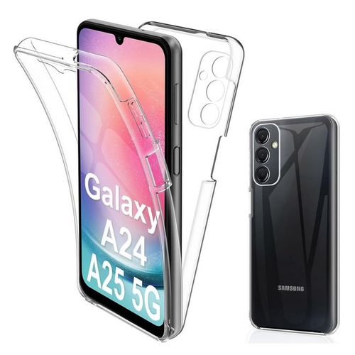 Coque Pour Samsung Galaxy A24 4g / A25 4g / 5g - Housse Etui Silicone Gel 360 Integrale + Film Ecran - Transparent