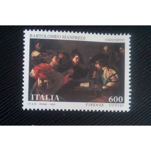 Timbre Italie Y T 2038 "Concert" De Bartolomeo Manfredi (Galerie Des Offices, Florence) 1992 ( 190108 ) _ 1_
