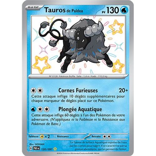 Carte Pokémon - Tauros De Paldea - 120/091 - Secrète-Rare Shiny - Ev4,5 Destinées De Paldea