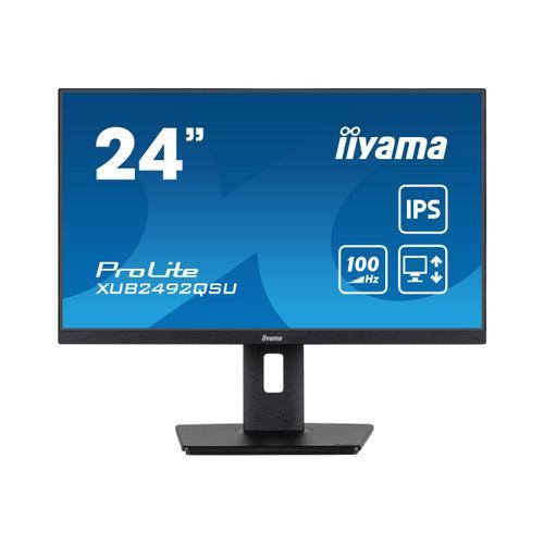 iiyama ProLite XUB2492QSU-B1 - Écran LED - 24" (23.8" visualisable) - 2560 x 1440 WQHD @ 100 Hz - IPS - 300 cd/m² - 1000:1 - 0.5 ms - HDMI, DisplayPort - haut-parleurs - noir, mat