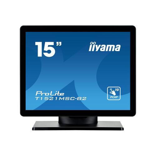 iiyama ProLite T1521MSC-B2 - Écran LED - 15" - écran tactile - 1024 x 768 - TN - 370 cd/m² - 800:1 - 8 ms - HDMI, VGA - haut-parleurs - noir mat