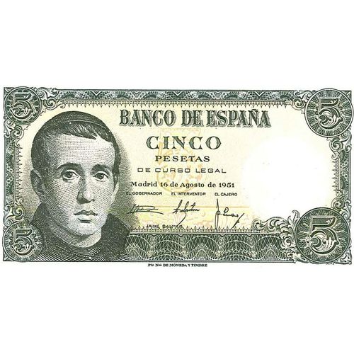 Billet 5 Pesetas 1951 Espagne