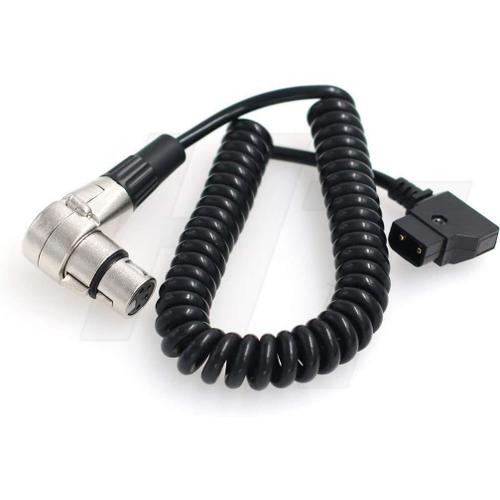 Cable d'alimentation spiral D-tap P-tap vers XLR femelle angle droit 4 broches pour appareil photo Blackmagic URSA Mini Pro, Sony F5 F55, moniteur ARRI